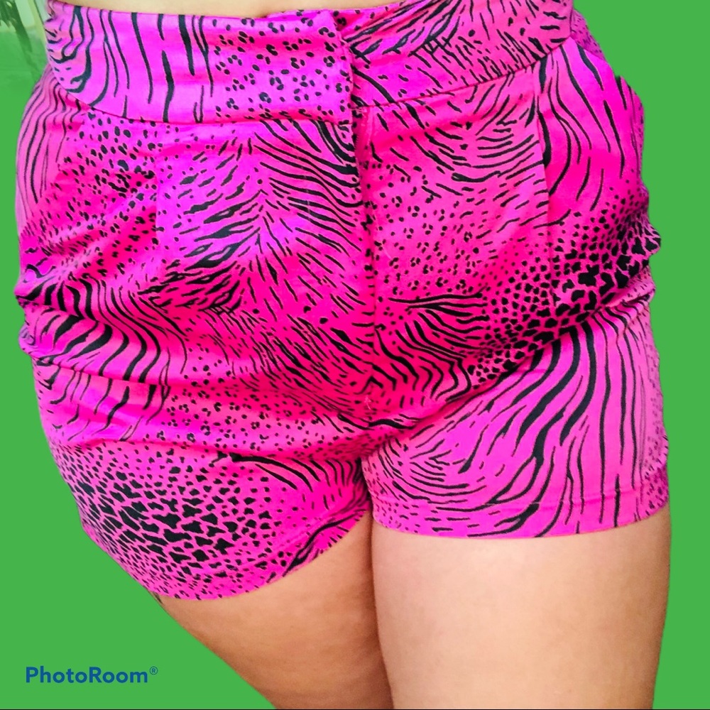 💓 ASOS high waisted pink animal print suit shorts